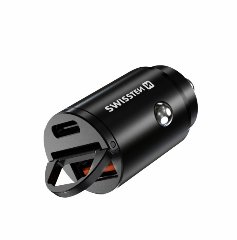 USB adaptér 1x + USB-C Super Charge 3.0 30W (černý) Swissten