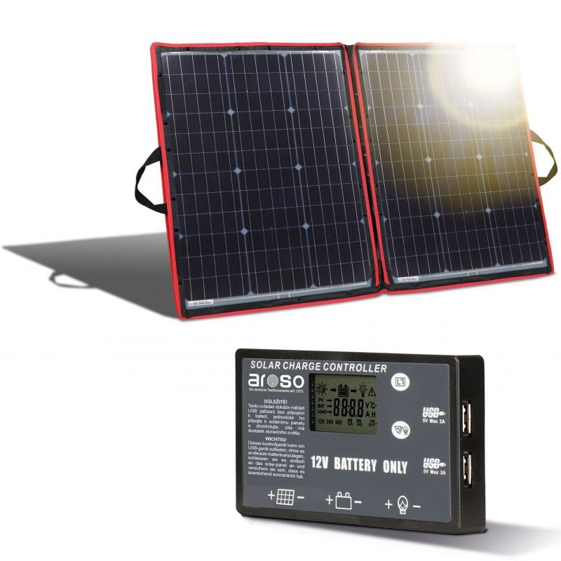 Přenosný solární panel s regulátorem (110W) Aroso